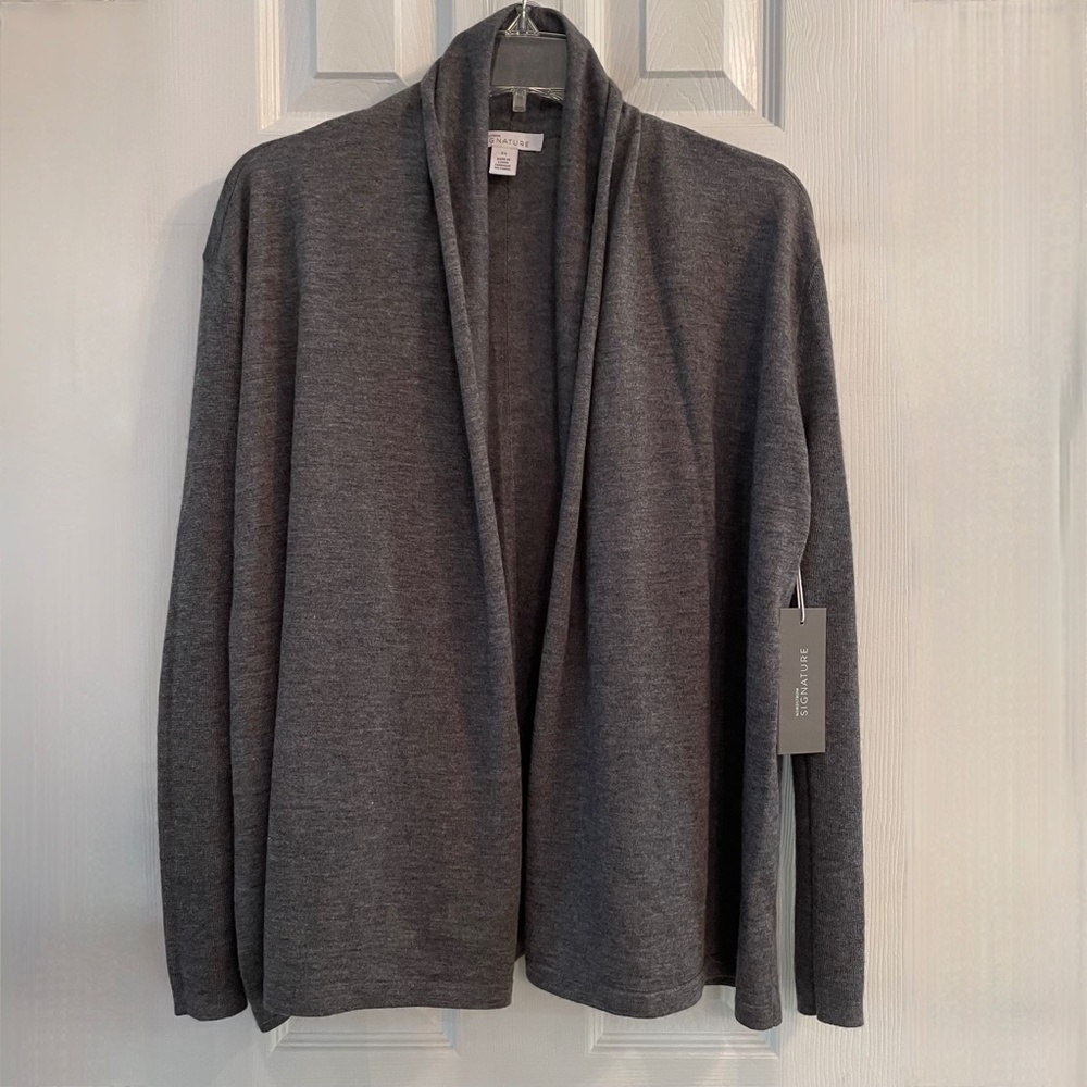 NORDSTROM SIGNATURE Cashmere Linen Open Cardigan Gray XS